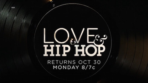 Love and Hip Hop Returns October 30 Monday 8/7 central time. The background is a black record with the words in white.