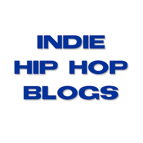 White background with words in blue. Indie Hip Hop Blogs